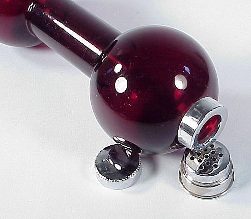 Art Deco Ruby Glass Dumbbell Cocktail Shaker