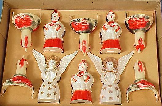 10 Vintage Hard Plastic Christmas Decorations