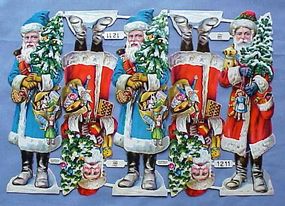 Rare Vintage German Santa Diecuts--Full Sheet