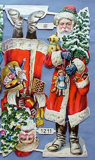 Rare Vintage German Santa Diecuts--Full Sheet