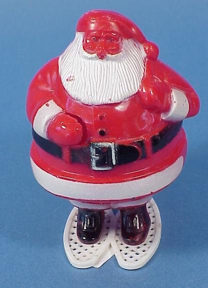 Plastic Santa on Snowshoes Candy Container