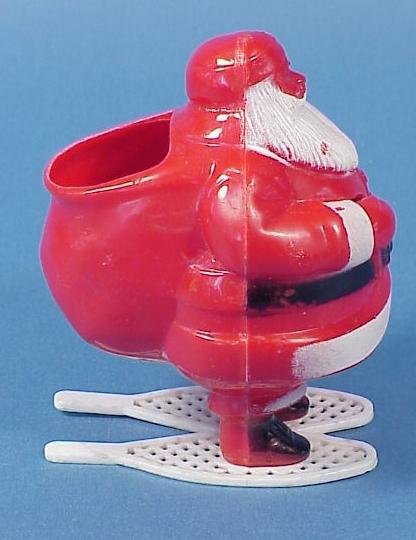 Plastic Santa on Snowshoes Candy Container