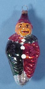 Vintage German Glass Clown Christmas Ornament