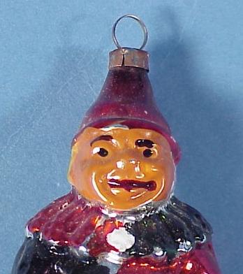 Vintage German Glass Clown Christmas Ornament