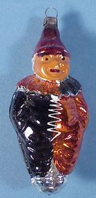 Vintage German Glass Clown Christmas Ornament