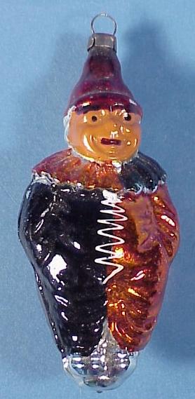 Vintage German Glass Clown Christmas Ornament