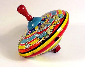 Vintage Chein Tin Litho Circus Spinning Top Toy