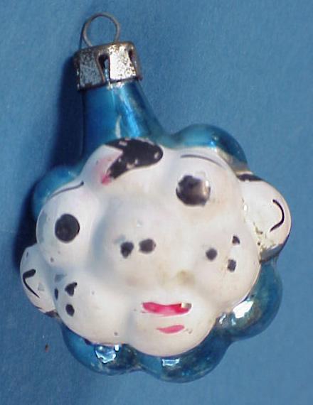Vintage Glass Popcorn Head Christmas Ornament