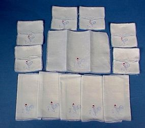Embroidered Linen Cocktail Napkins & Coasters