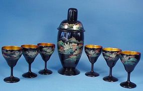 Japanese Lacquer Cocktail Shaker & Glasses