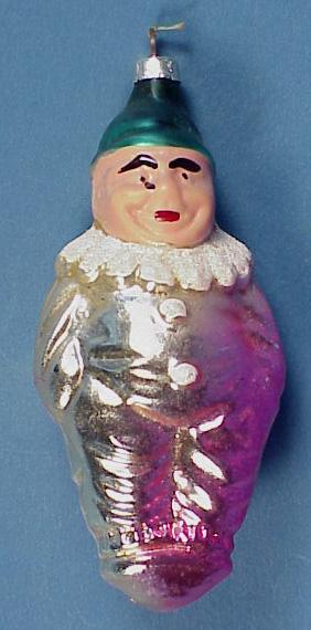 Vintage Blown Glass Clown Christmas Ornament