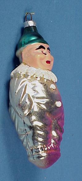 Vintage Blown Glass Clown Christmas Ornament