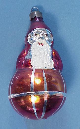 Old Glass Santa on Ball Christmas Ornament