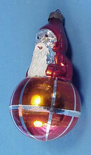 Old Glass Santa on Ball Christmas Ornament