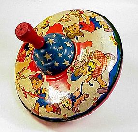 Vintage Ohio Art Patriotic Tin Litho Spinning Top Toy