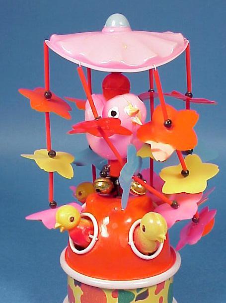 Celluloid Windup Easter Chick Carousel Toy
