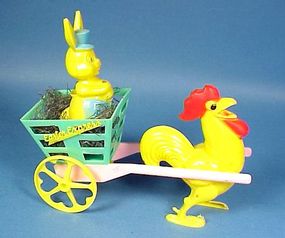 Easter Rabbit & Rooster Cart Candy Container