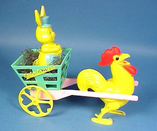 Easter Rabbit & Rooster Cart Candy Container