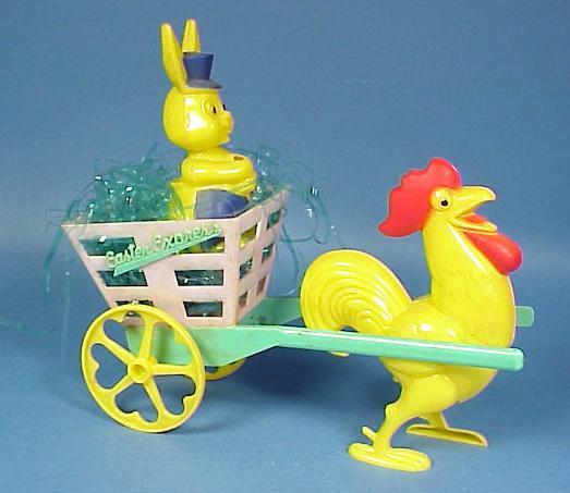 Easter Rabbit &amp; Rooster Cart Candy Container