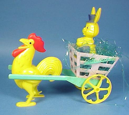 Easter Rabbit &amp; Rooster Cart Candy Container