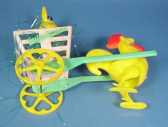 Easter Rabbit &amp; Rooster Cart Candy Container
