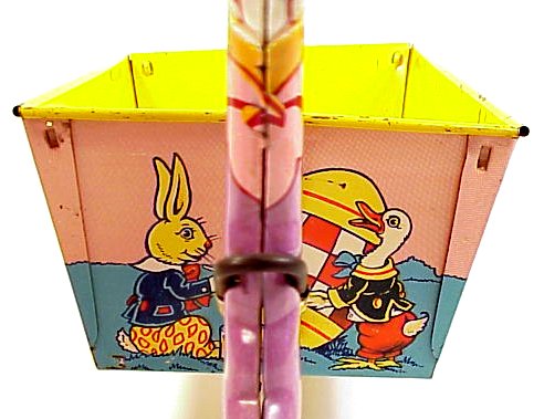 Chein Lithographed Tin Rabbit Cart Easter Toy