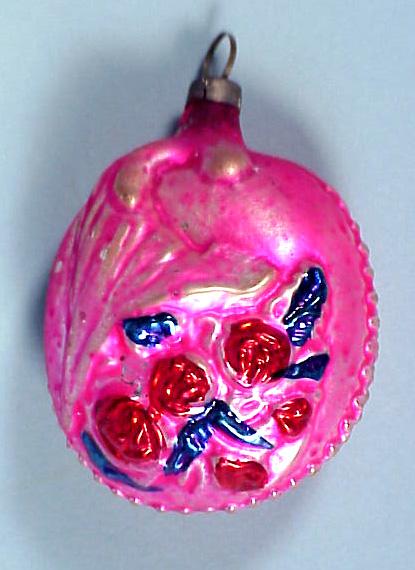 German Glass Roses Christmas Ornament