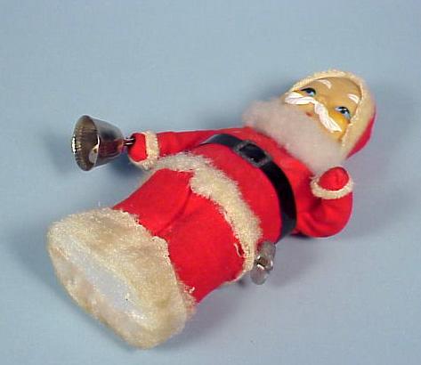 Vintage Wind-Up Santa w/ Bell Christmas Toy