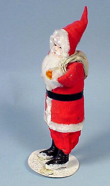 Old Composition &amp; Fabric Santa Claus Figure