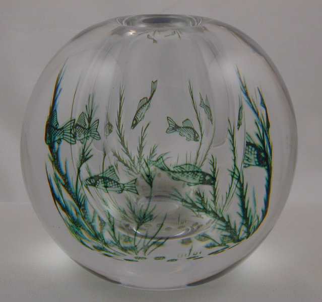 Orrefors Signed Graal (Fishgraal) Vase