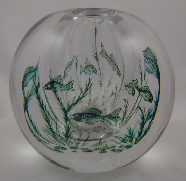 Orrefors Signed Graal (Fishgraal) Vase