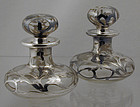 Alvin Sterling Overlay Perfume Bottles