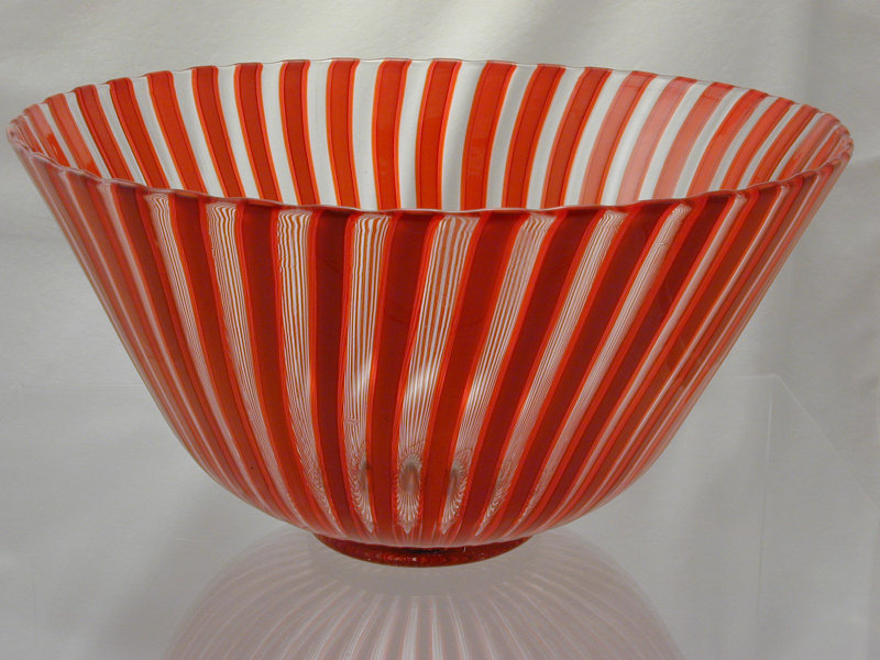Venini  Murano 'a canne' Bowl - Eye Catching in Red!