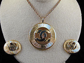 Chanel CC Logo Necklace and Earring Set