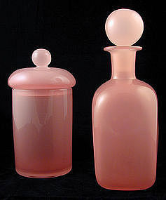 Seguso Alabastro Decanter and Covered Jar