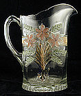 Indiana Glass Water Pitcher Decorated Narcissus Spray