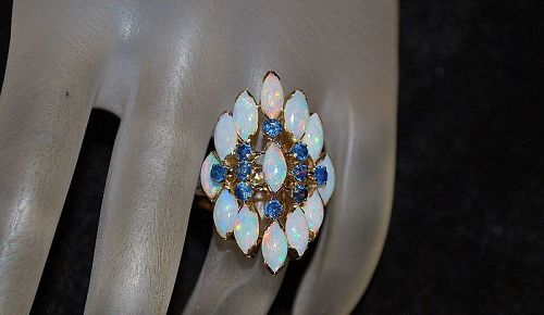 14K Opal and Sapphire Ring