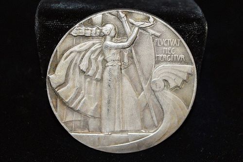 French Art Deco Silver Bronze Paris Medal