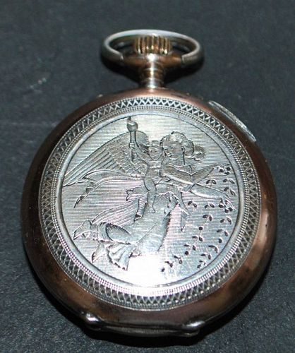 Swiss 800 Silver "Guardian Angel" Lapel Watch - c.1890