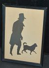 English Victorian Silhouette The Doctor Walking His Dog - 1880's