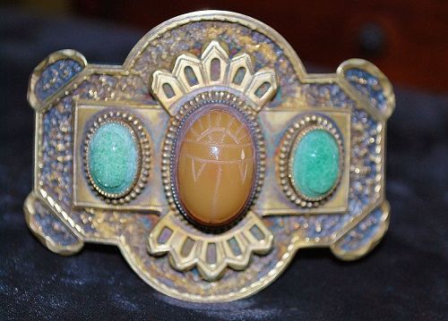 Sterling Silver Agate Scarab Belt Buckle