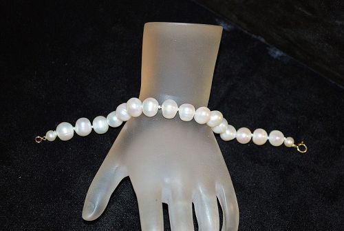 14K Large Baroque Cultured Pearl Bracelet