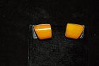 Art Deco Amber and Silver Cufflinks