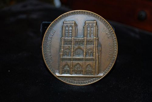 French Bronze Medal of Notre Dame Cathedral - 1842