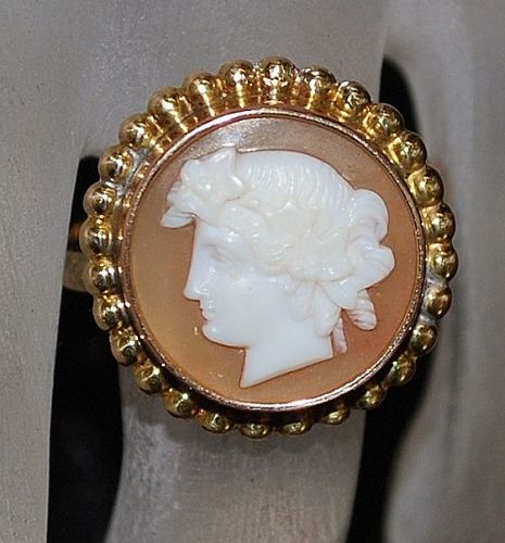 14K Italian Cameo Portrait Ring - 1920's