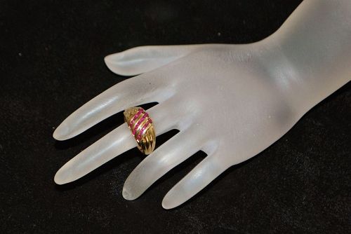 14K Ruby Wave Channel Ring - 1980