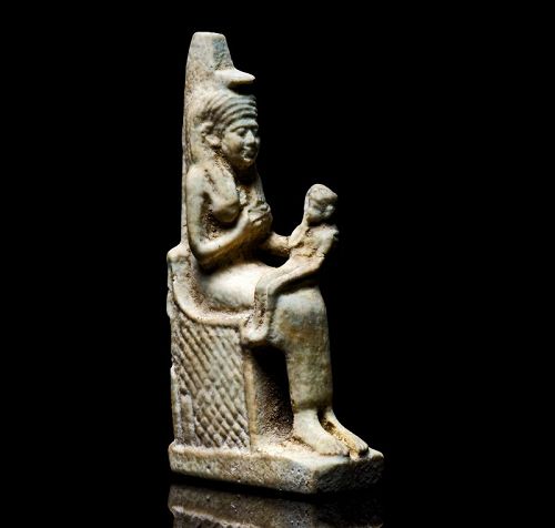 Large amulet of Isis nursing the baby Horus