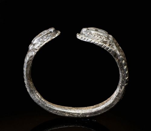 Ancient Roman silver snake finger ring