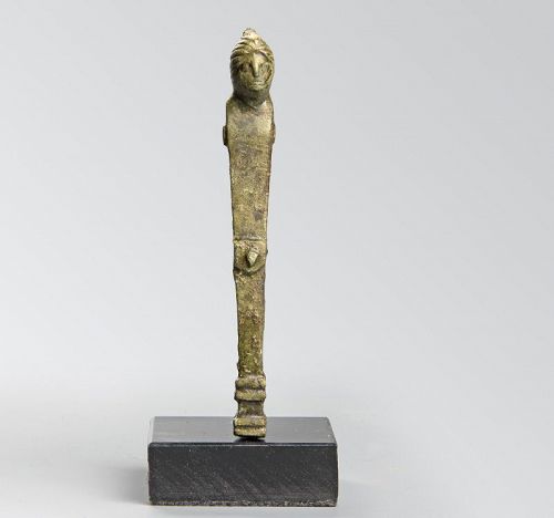 Roman bronze chest lock hasp as a herm figure,