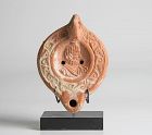 Roman oil lamp with bust of Serapis of large size